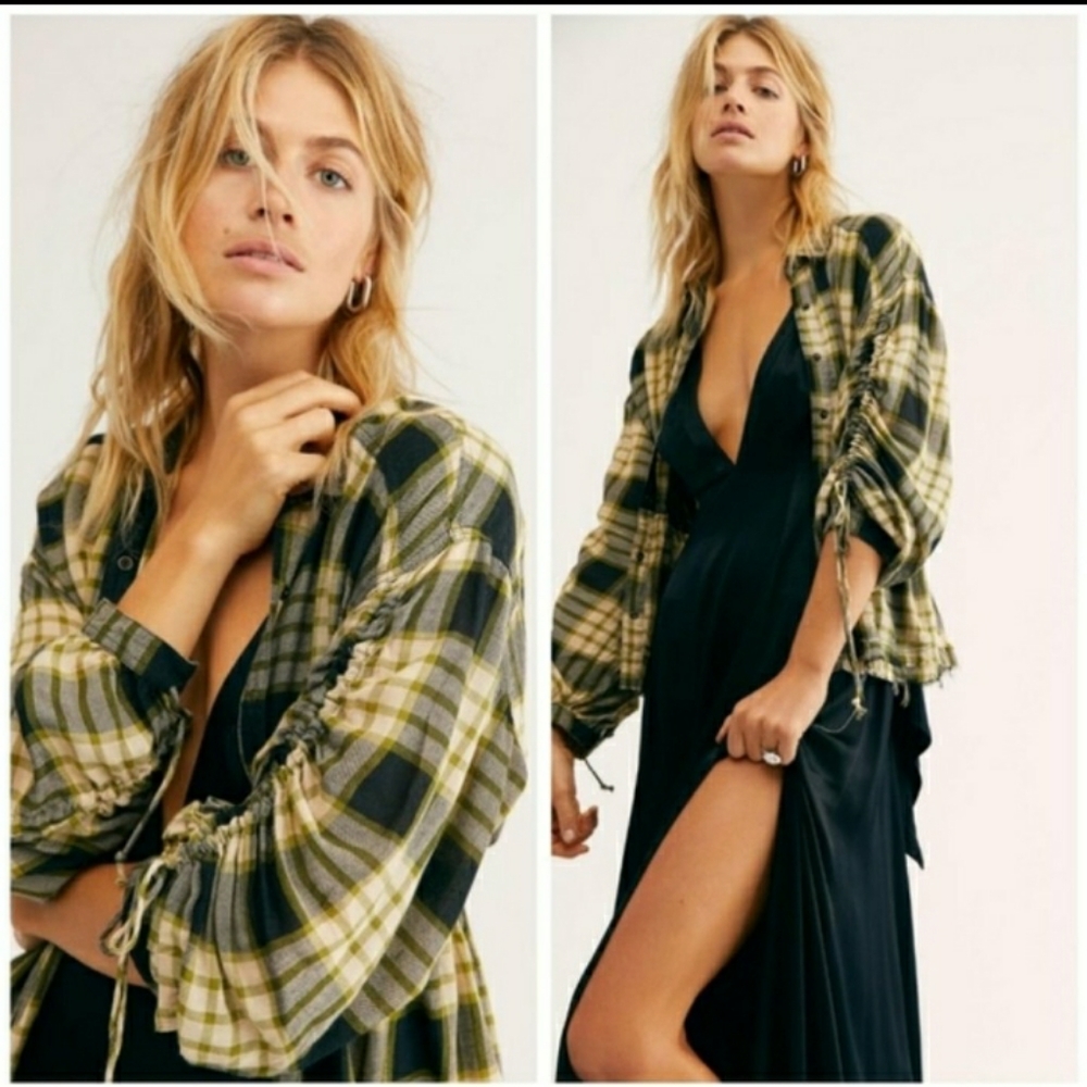 Free people Pacific Dawn ruched sleeve Top NWT - Picture 5 of 6